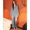 Yaoting simple casual satin chiffon pajamas long sleeves trousers loungewear set retro women pajama1011