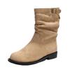 Grape Mom 2025 Winter New Short Martin Boots Korean Edition Fashion Pleated Pile Boots Korean Edition Boots for School Season