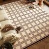 Vintage American Plaid Rug for Living Room Large Area Carpet Mid-tone Maillard Brown Mat Coffee Tables Rugs Bedroom Floor Mats