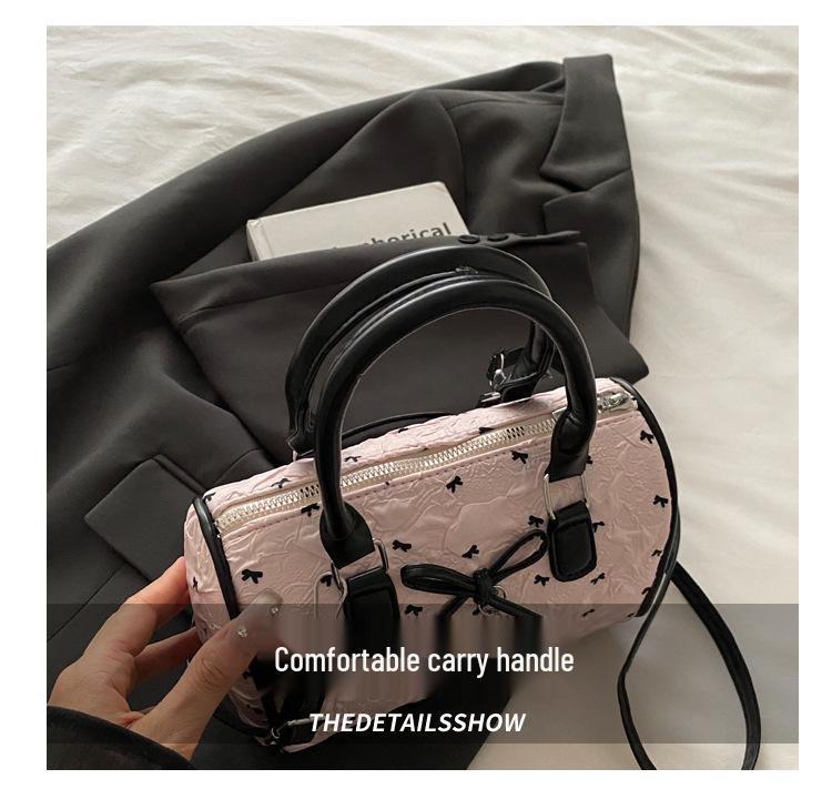 Korean Sweet Bow Boston Tote & Crossbody Bag - Fashionable Single Shoulder Handbag for Girls