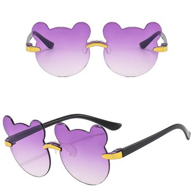Cartoon Bear Kids Sunglasses Cute Outdoors UV385 Eyewear Beach HD LENS Children Rimless Sun Glasses for Boys Girls