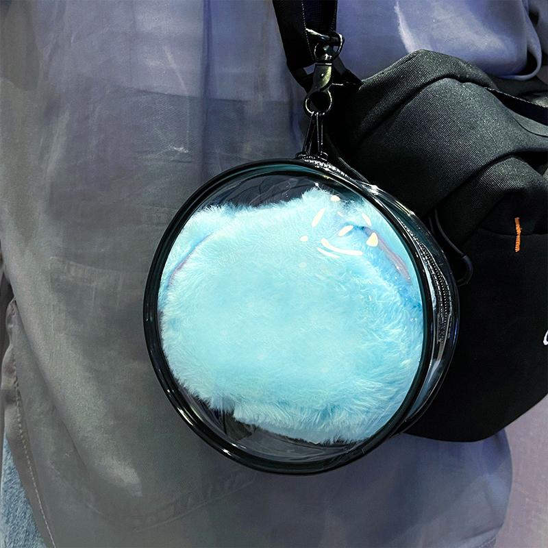12*12cm Display Portable High Transparency Cute Doll Storage Bag Fashion Accessories Circular Design Pendant 9 Colors