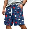 Men's Drawstring Waist Casual Shorts with Star Stripe Print Loose Fit Elastic Waistband and Side Pockets for Daily Wear