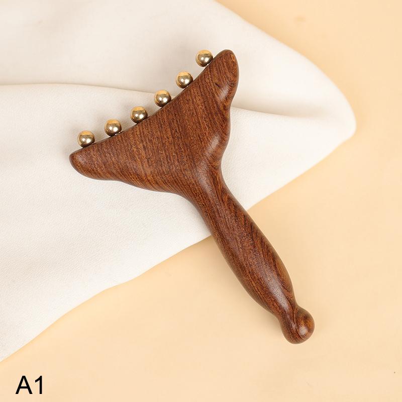 Brass Gua Sha Meridian Body Massager Sandalwood Skin Scraping Meridian Lymphatic Muscle Relief Massage Copper Guasha Board