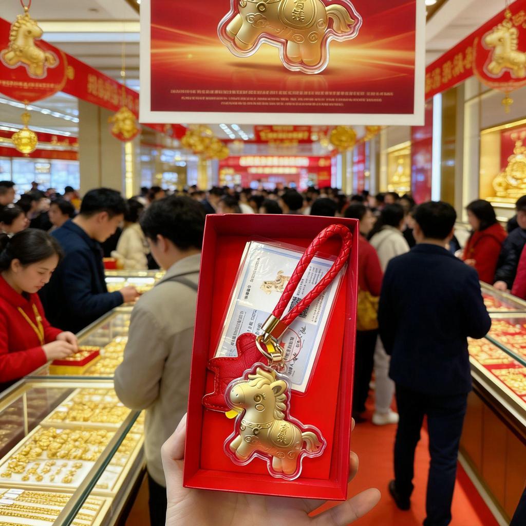 2026 Year of the Horse 999 Pure Gold Wealth Charm Keychain & Phone Pendant Gift