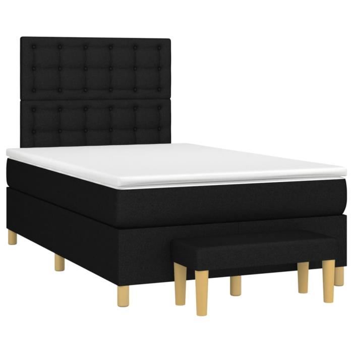 3137463 vidaXL Lit à sommier tapissier avec matelas Noir 120x200 cm Tissu