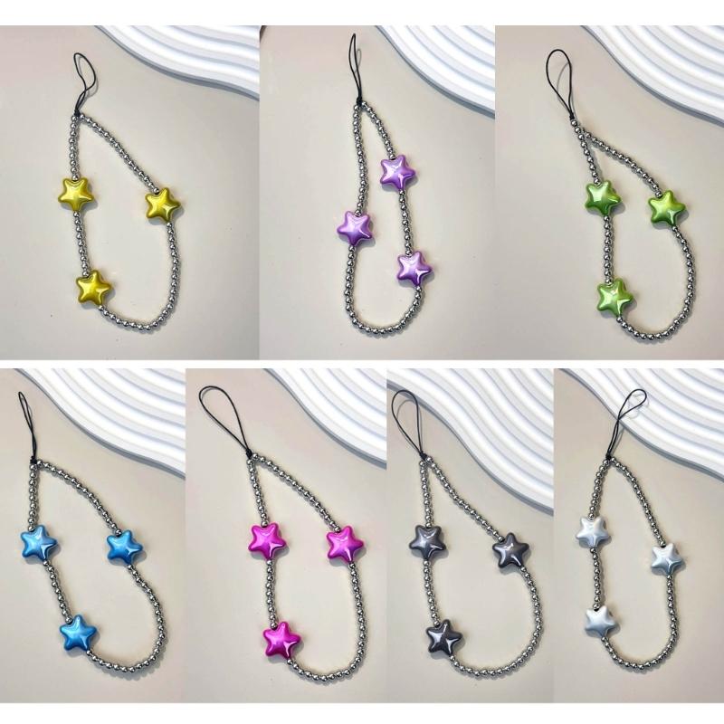 DIY Star Beaded Phone Chain Portable CellPhone Strap Lanyard Mobile Phone Pendant Decoration Exquisite Key Car Hangings