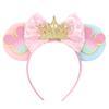 Trip Mickey Ears Headband For Girls Women Sequin Castle 5"Bow Hairband Festival Party Cosplay DIY Hair Accessories