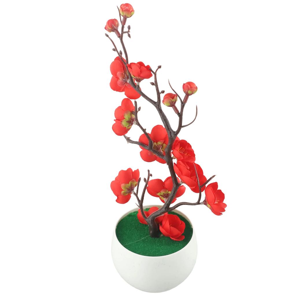 1 Piece Artificial Plum Blossom Potted Plants Simulation Small Bonsai Office Desktop Ornaments Home Decoration