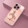 Cute Horse Pattern Pink Metallic Tempered Glass Phone Case For iPhone 11 12 13 14 15 16 17 Pro Max 15 14 Plus 17 Air 16E Cover