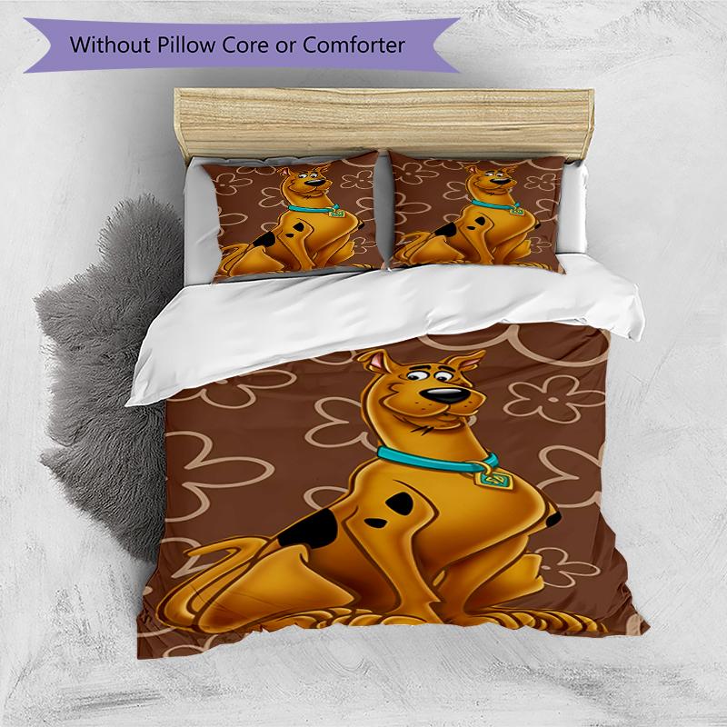 3pcs Scooby Doo pattern bedding set duvet cover set includes duvet cover &pillowcases, perfect all season bedroom decoration & gift