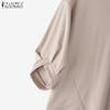 ZANZEA Women Casual Round Neck Solid Color Loose 3/4 Sleeve T-Shirts