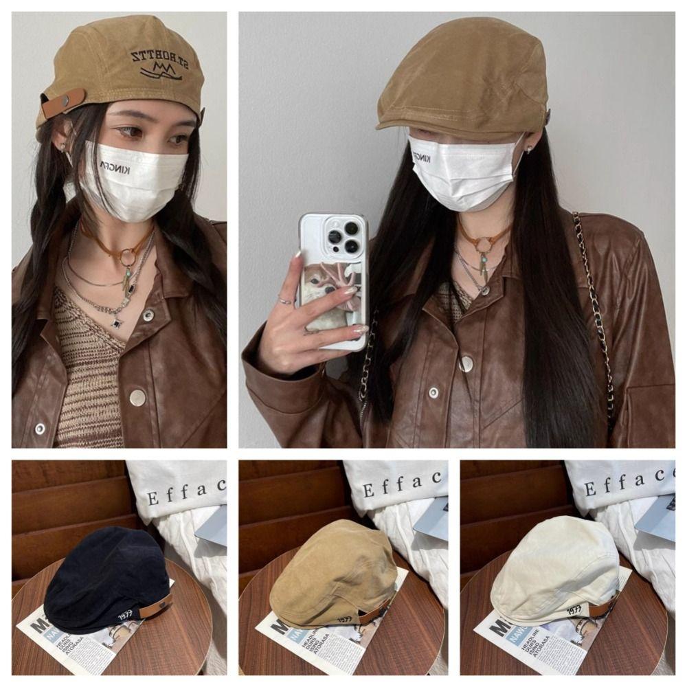 

Sunscreen Retro Embroidery Hat Sun Protection Newsboy Cap Fashion Famale хакі