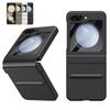For Samsung Galaxy Z Flip 7 FE 6 5 4 3 Case Luxury Skin Friendly Matte Leather Hinge Protection Folding Hard Cover with Glass
