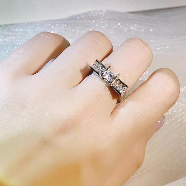 Simple Zircon Ring Boyfriend Style Europe and The United States Personality Fashion Square and Gender Neutral Ring