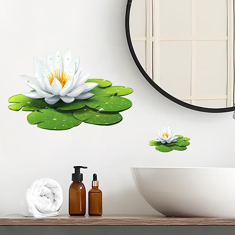 1Pc Luminous Lotus Toilet Sticker, Creative Self-Adhesive Wall Decal For Bathroom, Waterproof Luminous Decoration