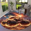 BadBeastTruck Runder Teppich, Teppich für Wohnzimmer Schlafzimmer Sofa Spielzimmer Dekor, Rutschfeste Bodenmatte