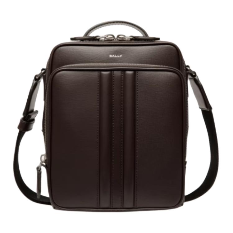 

Bally Logo Zipper Closure Leather Crossbody Tote Bag Men bags Ebony 6308449 Basic Set (Bag+Dust Bag)