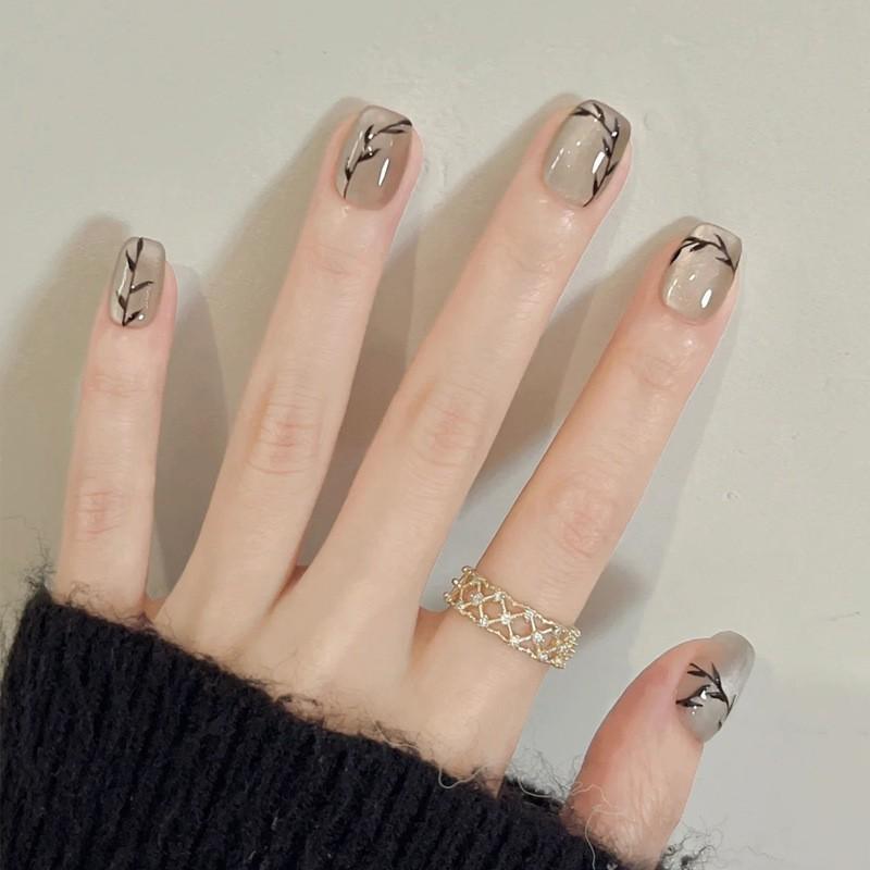Ins Style Press On Nails Butterfly Pearl Handmade Fake Removable Women
