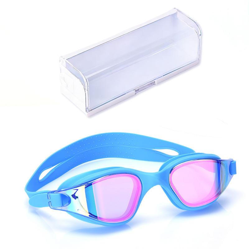 Adult Swimming Goggles, Anti-fog, Professional One-piece Silicone Large-frame Electroplated Swim Goggles