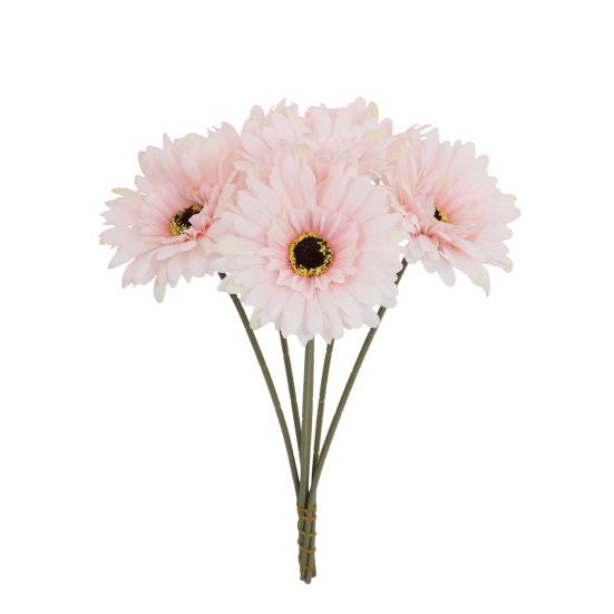 6 Bundles Artificial Gerbera Flowers with Stems Fake Wildflower Bouquet for Wedding Party Table Centerpiece Indoor Home Vase Decor Floral Arrangement