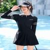 One-piece Swimsuit Women's Conservative Long-sleeved Slimming Belly-covering Swimming Pool Straight Angle Sports Suit