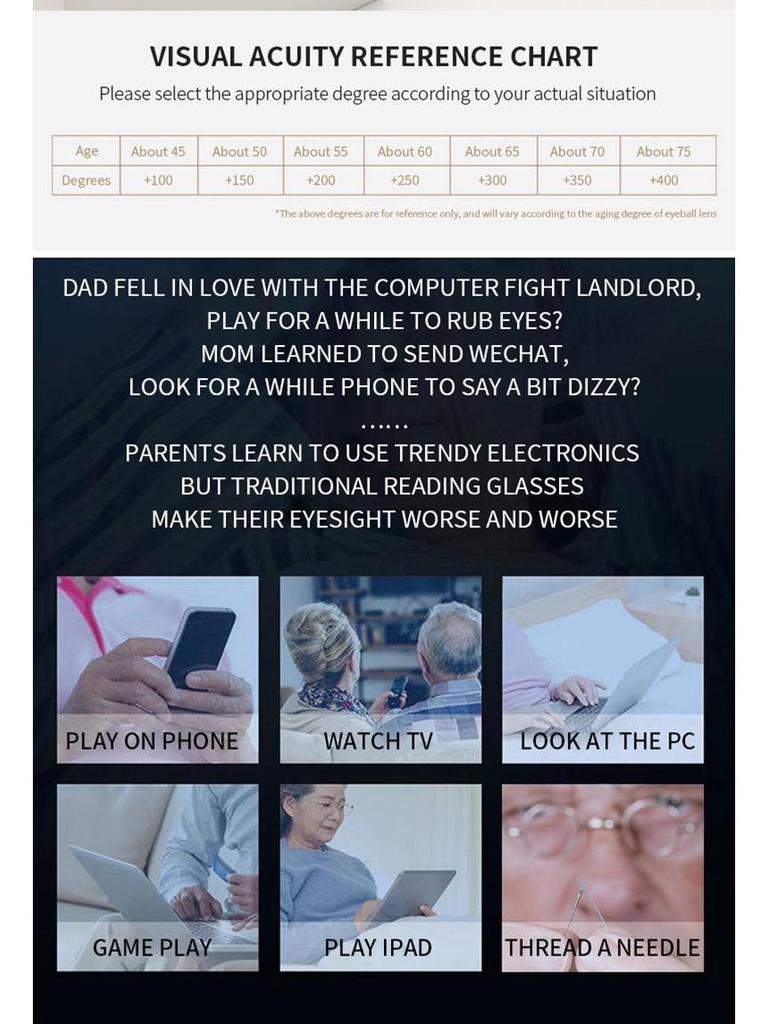 Propionic Acid Pinhole Anti-Blue Light High-End No Makeup Reading Glasses for Seniors