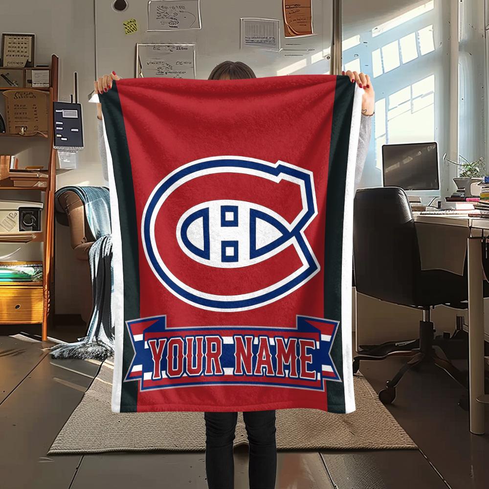 Custom Name Montreal Canadiens2 Flannel Blanket, High Quality Comfortable for All Seasons, Home Decor, Warmth and Comfort