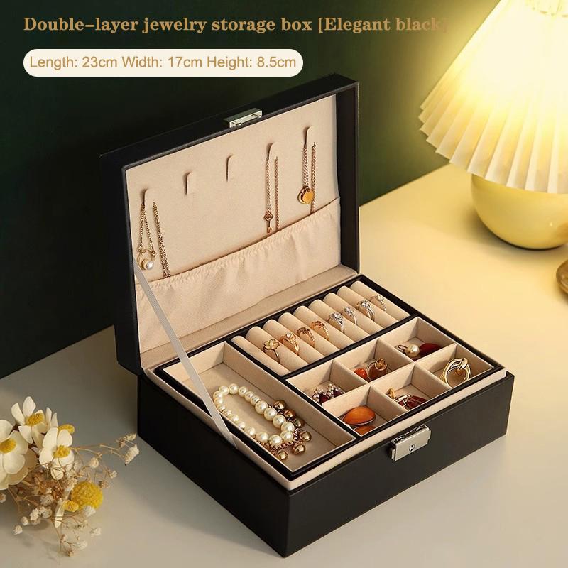High-Capacity  Pu Leather Jewellery Storage Boxes Portable Travel Jewelry Box Necklace Earrings Ring Jewelry Organize