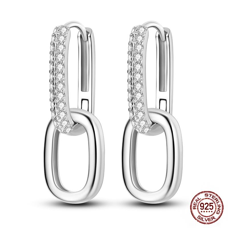 Sparkling Women Hoop Earrings 925 copper Heart Shape Star Moon Round Blue Zircon Fit Origina Drop Earrings Zircon Holiday gifts