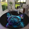1pc Office Carpet, Bulldog Chair Rug, Living Room Printed Round Rug, Home Chair Floor Mat