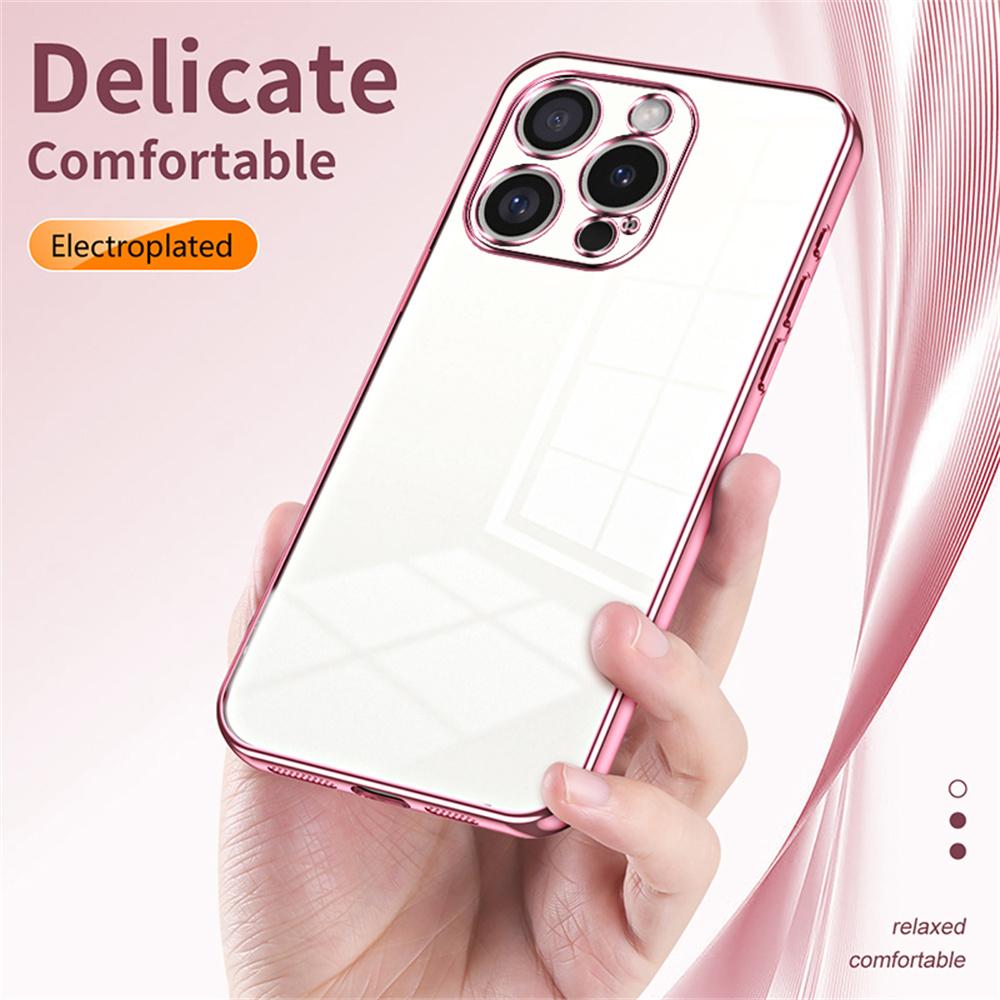 For iPhone 16 Pro Case Electroplating Frame Soft TPU Phone Cover