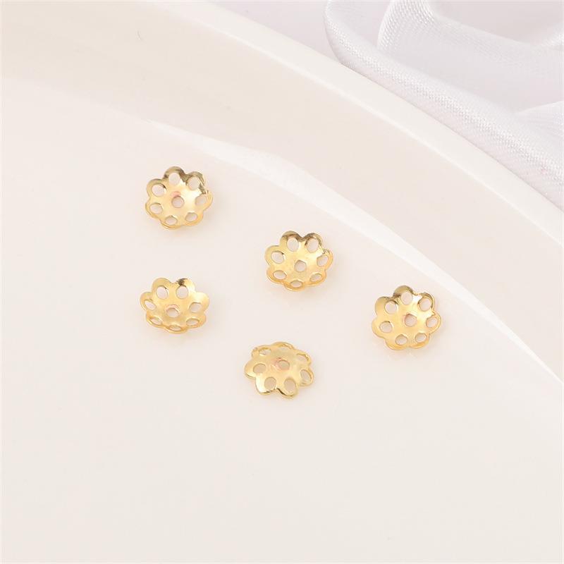 14K Gold Filled Flower Cap Bracelet DIY Jewelry Accessories with White Gold Beaded Spacers