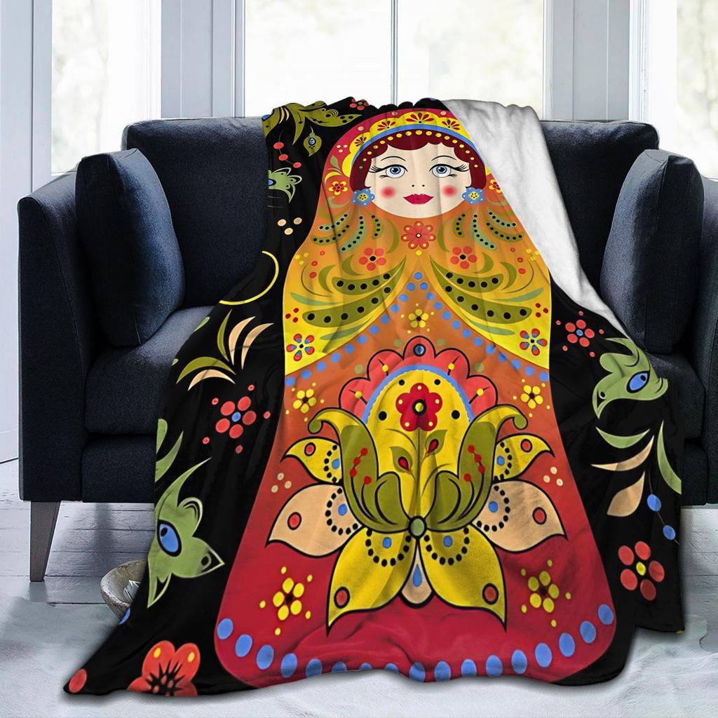 Matryoshka Russian Nesting Doll Plush Blanket Cute Novelty Throw Blankets for Home Hotel Sofa 150*125cm Ultra-Soft