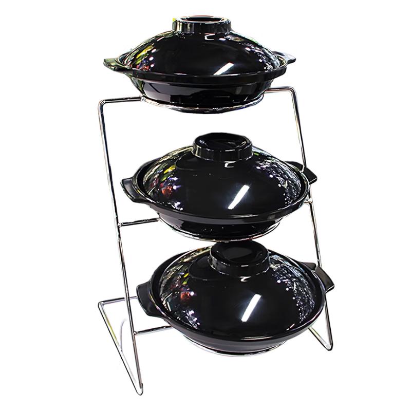 

Matte Black 3-Tier Buffet Food Display Stand with Lids