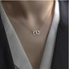 Elegant Peach Heart Double Ring Necklace - Women's Niche Design, Cold Style, Light Luxury & Versatile Clavicle Chain