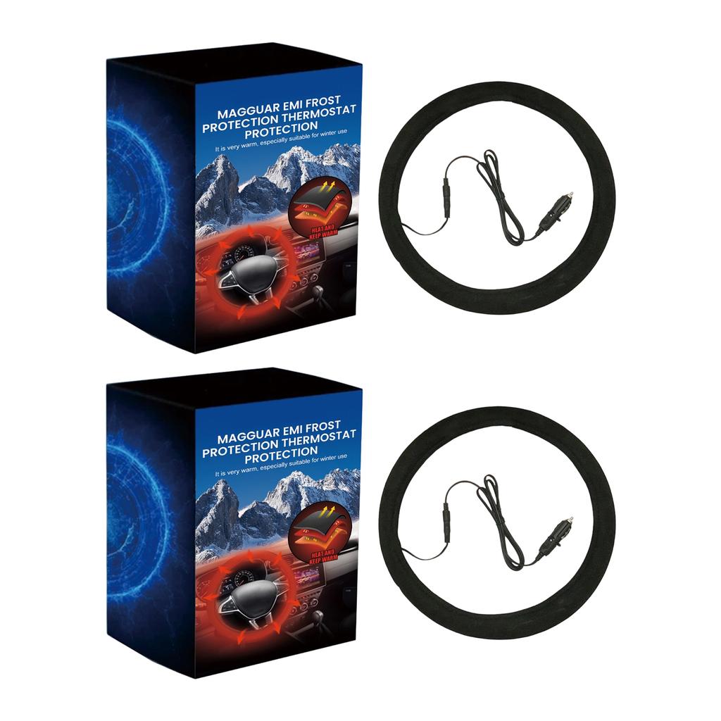 Leather Steering Wheel Cover Fast Heating Adapt Fit Car Steering Wheel Cover Against Slip Soft Fabric for Vehicle