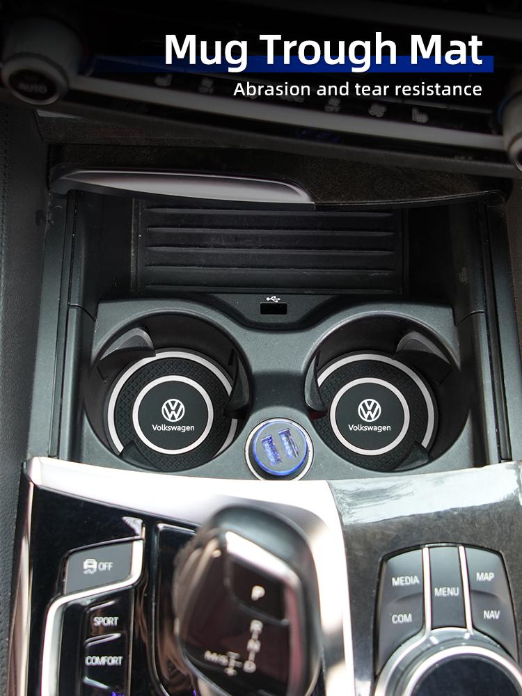 Car-Mounted Silicone Material Double-Ring Water Cup Coaster Anti-slip For VW Passat Golf Tiguan Polo Scirocco Touareg TouranOJ2