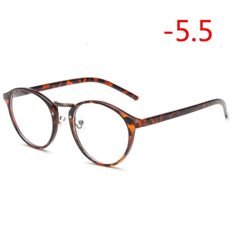 Diopter -1.0 -1.5 To -6.0 Round Finished Myopia Glasses Unisex Fashion Resin Lens Short-Sighted Eyewear Prescription Eyeglasses