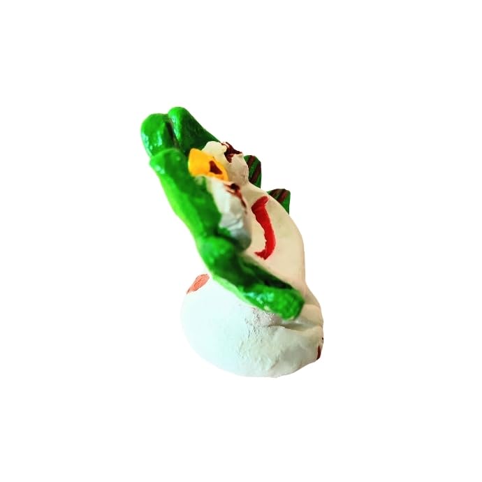 Okinawa Souvenir Lucky Charm Smiling Shisa Figurine Pair Mini Indoor Use Handmade - - - - - - (Green & Orange)