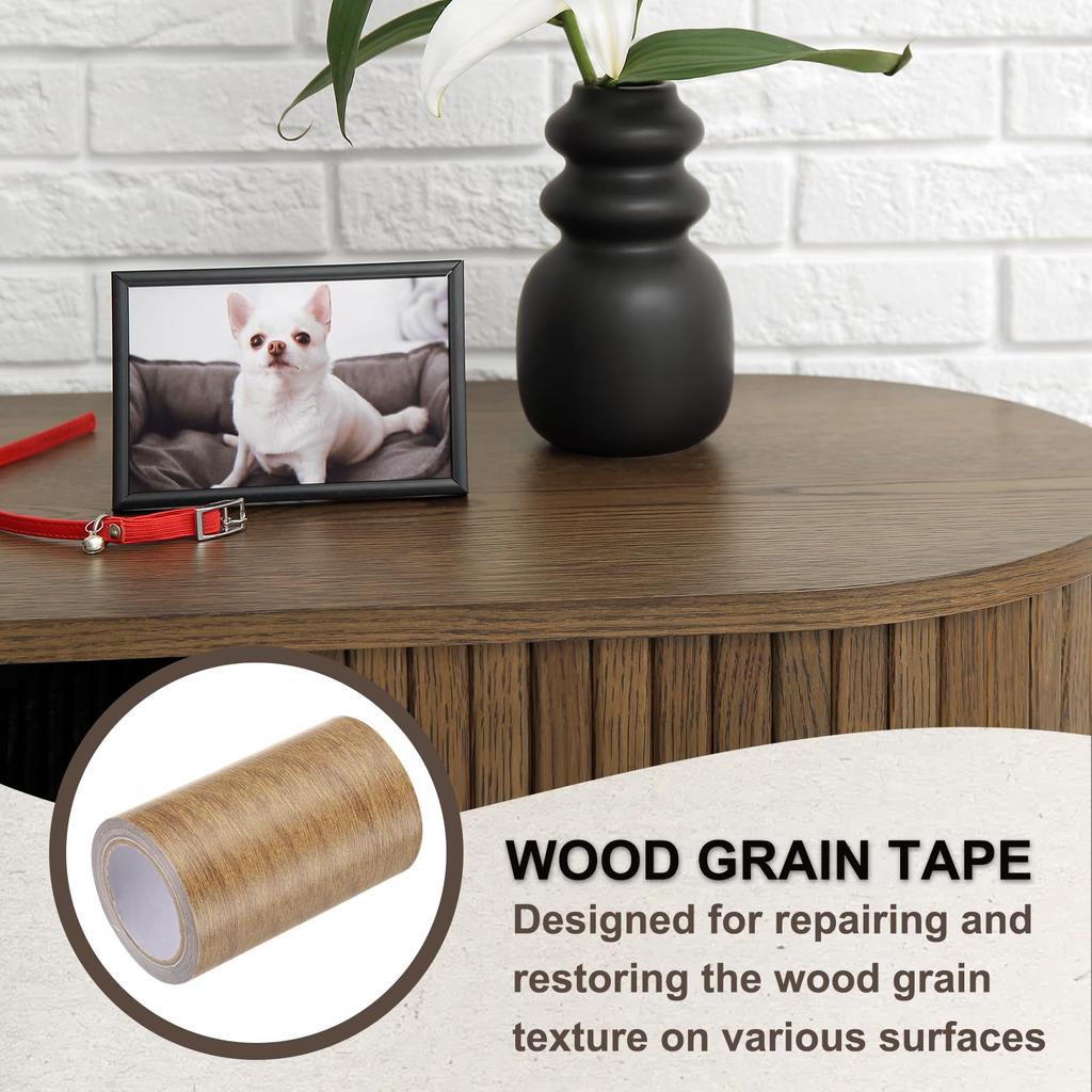 PATIKIL Wood Grain Tape 10cm x 4.57m Self Adhesive Wood Grain Repair Tape Real