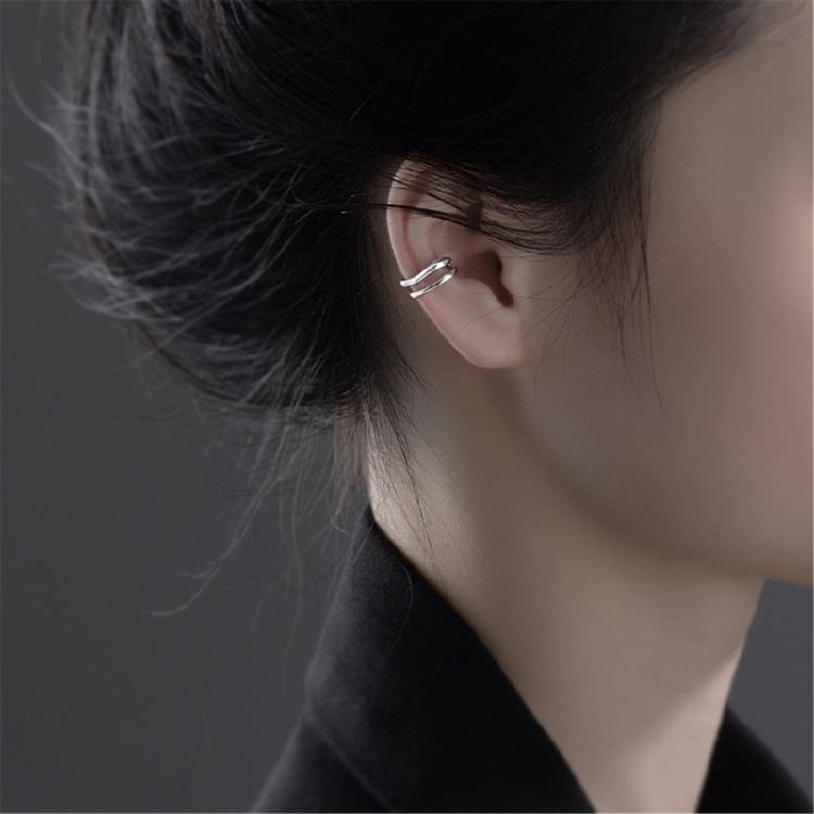 Elegant Irregular Double-Layer Line Ear Clip Comfortable Ear Bone Cuff Unisex Earrings Adornment Unique Christmas Gift