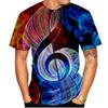 Summer Fashion 3D Piano Note Printed T-shirts Cool and Trendy Fashion Round Neck Short Sleeved Men's T-shirts