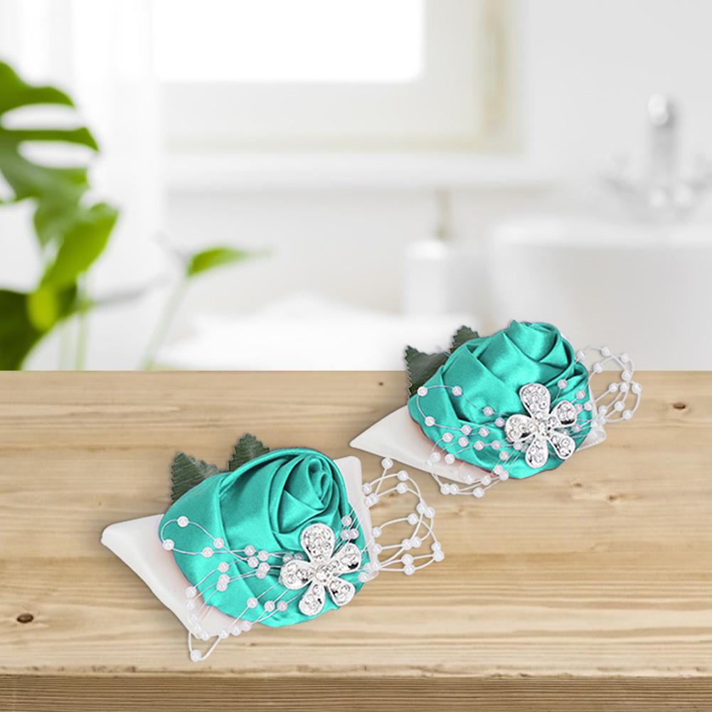 2pcs Hand Flower Bridesmaid Wrist Corsage Wedding Decorations    ;Wine Red: