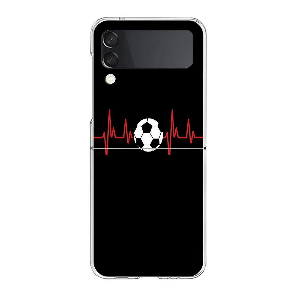 Football Player Soccer Art Clear Phone Case For Samsung Galaxy Z Flip 3 4 5 Hard Folding Shell For Samsung Z Flip3 Back Cover