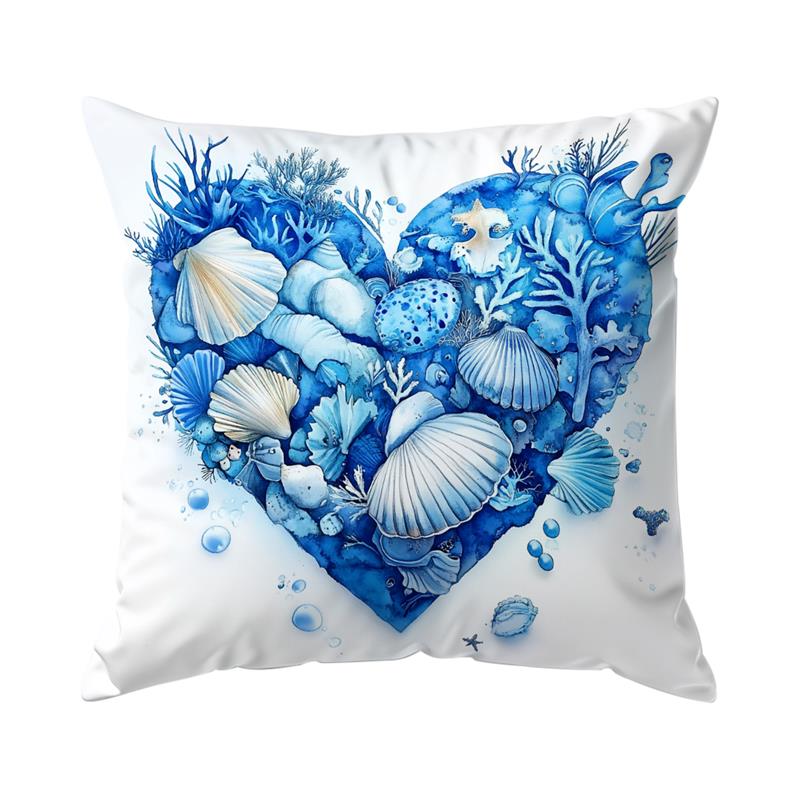 

Домашний декор Ракушки и морские звезды Подушка в форме сердца Дизайн с рисунком Наволочка Подходит для дивана Спальни Автомобиля Наволочка для подушки 16x16Inch