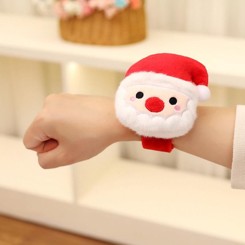 Cartoon Santa Claus Snap Ring Plush Toy Elk Bracelet Children'S Soothing Muppet Doll Christmas Gift
