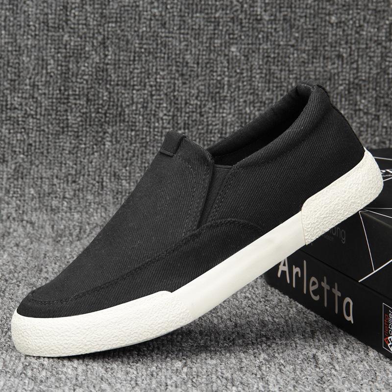 

Fashion Men Canvas Shoes High Quality Casual Sneaker Breathable Wear-Resistant Comfortable Round Toe Flat Shoes Zapatos Hombre BD9164 44 черный белый