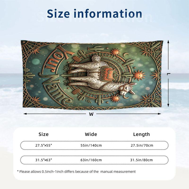 Decorative Artwork Theme Beach Towel Personalized Custom Name & Text Soft Quick Dry Beach Towel for Swimming Travel