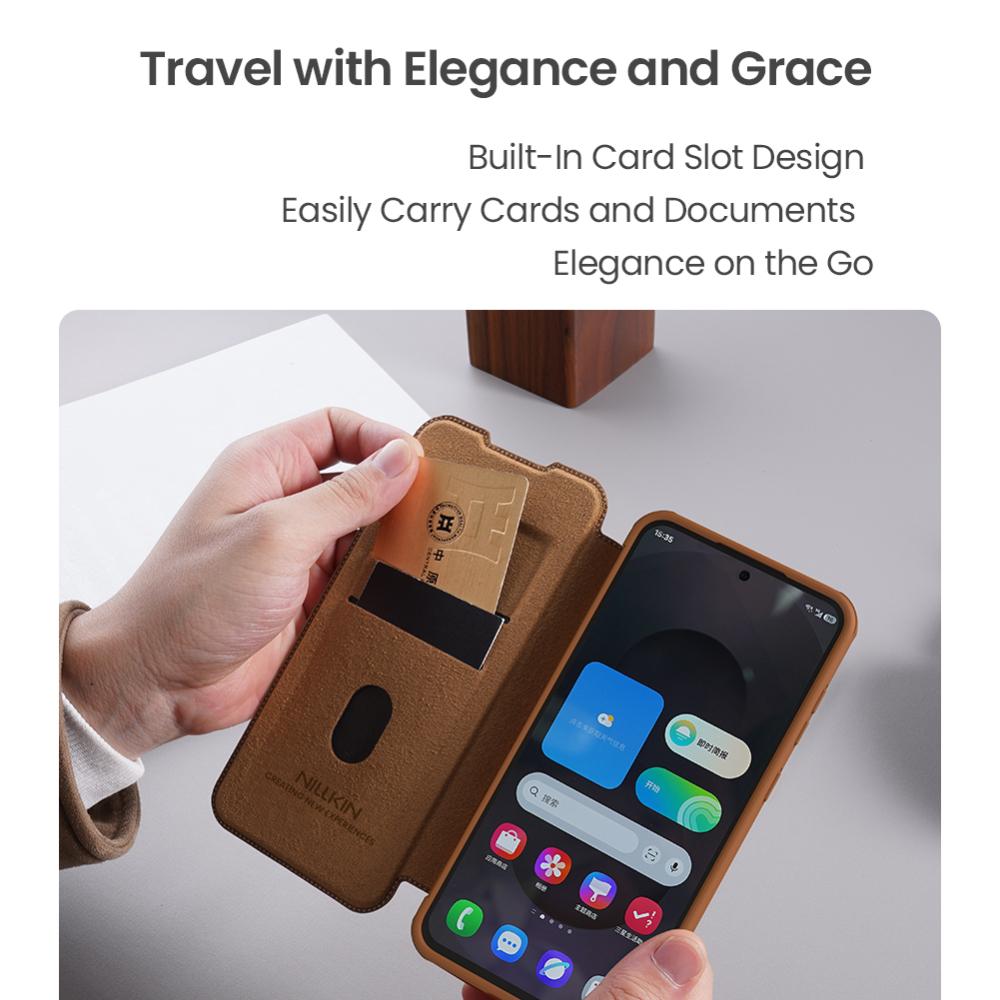 NILLKIN Für Samsung Galaxy S25 Edge Handyhülle Qin Pro Lederhülle Kameraschutz Rückseite